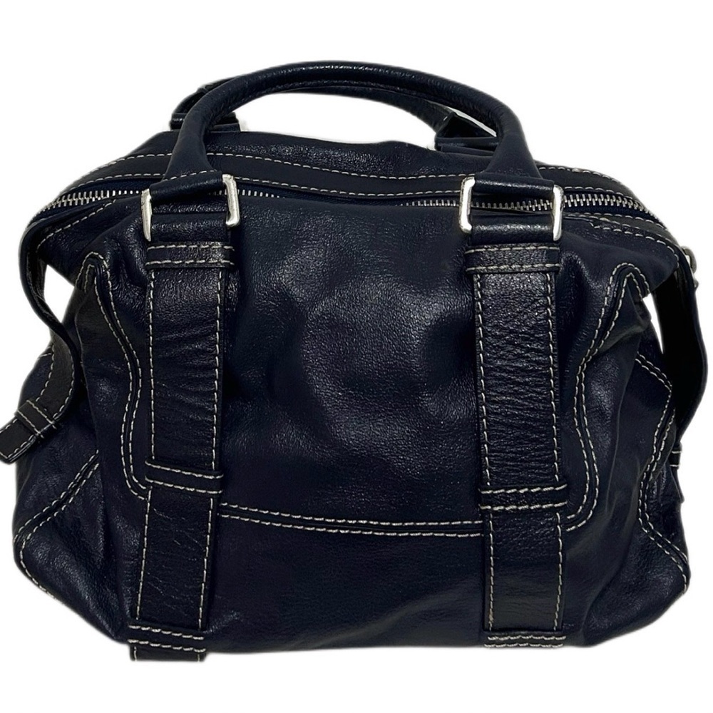 Michael Kors Vintage Navy Blue Leather Contrast Stitch Satchel Bag - Picture 6 of 6